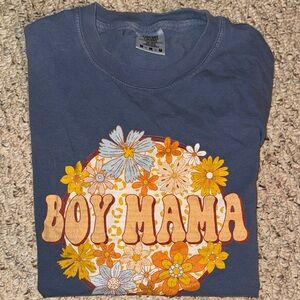 Comfort Colors Blue 'Boy Mama' Floral Long Sleeve Tee